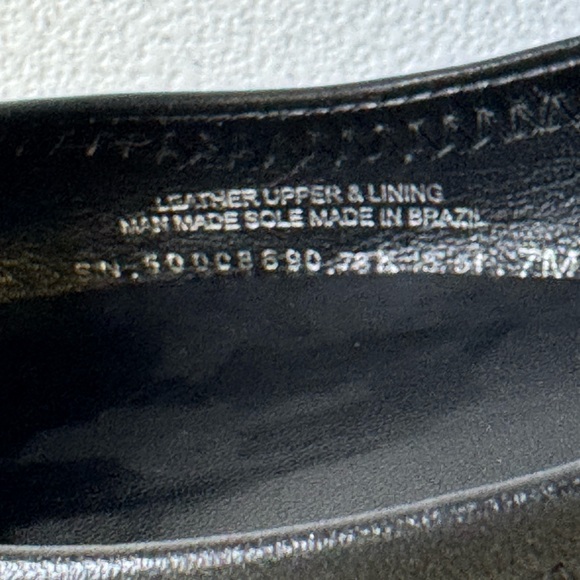 Tory Burch Black Leather Round Classic Reva Ballet Flat Black Silver Logo Size 7 - Picture 7 of 8